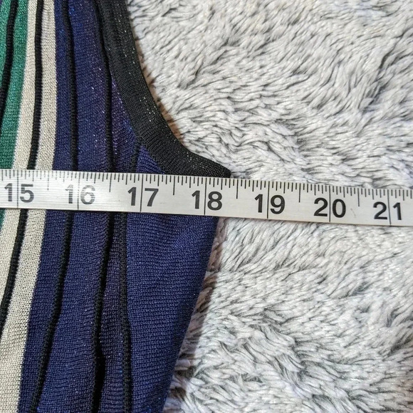 Diane Von Furstenberg Metallic Dress Cadenza Knit Wrap Blue Green Medium Midi - Picture 8 of 10